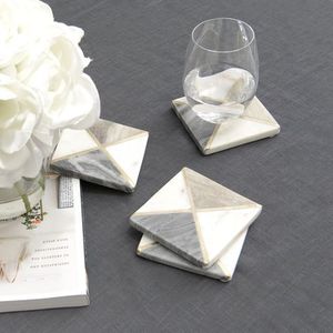 Dessous de verre en marbre faits à la main avec structure résistante à l'eau et élégance polie pour la décoration intérieure - Product Image 4