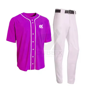 Men's High Quality Customized Logo Professional <b>Baseball</b> Uniform 100% Polyester Breathable V-neck with Front Logo - Product Image 2