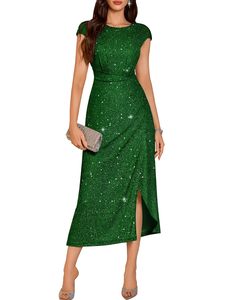 European American <b>Sequin</b> Beaded Tassel Sleeveless Vest V-Neck A-Line Chiffon Floor-Length Formal Natural Waist Summer Party - Product Image 1