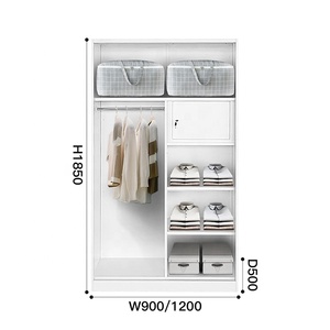 <span class=keywords><strong>Armadio</strong></span> in Acciaio con 2 <span class=keywords><strong>Ante</strong></span> Scorrevoli e <span class=keywords><strong>Specchio</strong></span>, Ampio Spazio di Archiviazione, Guardaroba in Metallo per Camera da Letto, Personalizzabile all'Ingrosso - Product Image 2