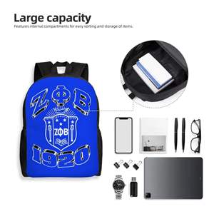 Zeta Phi Beta Sac à dos décontracté en tissu de coton personnalisé avec fermeture à glissière pour étudiants - Product Image 4