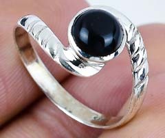 À la mode naturel noir Onex pierres précieuses bijoux bague Vintage argent plaqué bijoux bague à la mode 925 en argent Sterling bijoux fins - Product Image 4