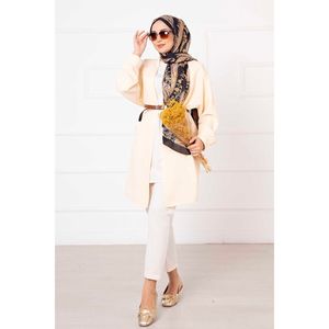 Hijab Atlas crème Veste modeste avec poches latérales pratiques - Product Image 1