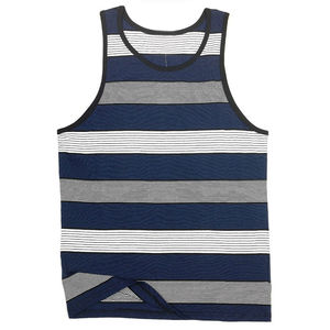 Custom Logo Men's <b>Striped</b> Polyester/Cotton Blend Tank <b>Top</b> Quick Dry Vintage Style Casual Summer Sleeveless <b>Vest</b> Tank <b>Top</b> - Product Image 5