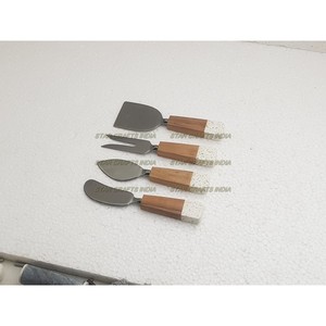 Vajilla de peso medio Cuchillos de queso de acero inoxidable Fiesta Ecológico Reutilizable Material de cubiertos Tenedor de acero de resina envuelto - Product Image 3