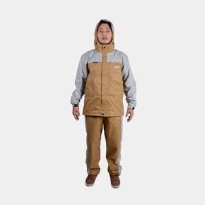 Ensemble de vêtements d'extérieur pour homme, imperméable en gris/marron résistant, tailles M/L - Product Image 1