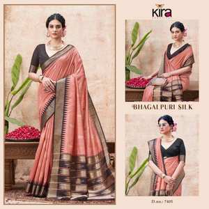 Métier à tisser en soie Bhagalpuri de qualité supérieure avec tissage Gadwal Border Saree disponible au tarif de gros pour des tenues de fête - Product Image 2