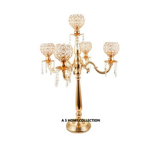 Candelabros decorativos de fiesta de gran tamaño con diseño único de Color antiguo de Metal de alta calidad de 5 brazos de la India - Product Image 4