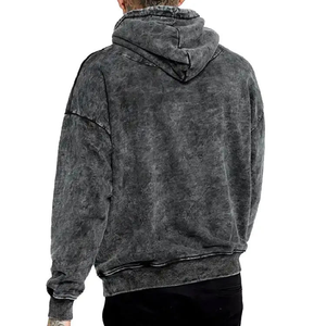 Sweat à capuche surdimensionné pour homme en tissu délavé, streetwear personnalisé, vintage, tissu personnalisé, polaire 380g, imperméable, écologique, avec poche - Product Image 6