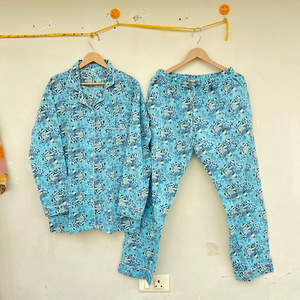 Conjunto de pijama indio Conjunto de ropa de fiesta de algodón Pantalón con camisa Ropa de mujer - Product Image 1