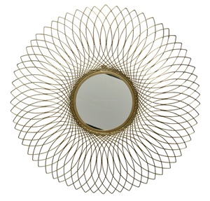 Miroir en métal fait main de luxe au design Art Déco antique, motif à pois, accent en fil complexe, durable, installation facile, décoration élégante - Product Image 6