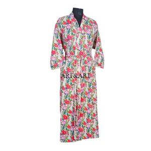 Elegante Chaqueta Kimono Kantha Vintage de Lujo con Estampado Floral, Talla Única, Abertura Frontal con Cordones, para Uso Casual de Verano, Excelente para Regalo - Product Image 6