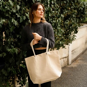 Women's Rope Handle Beach Tote Canvas <b>Bag</b> with Stylish <b>Accessories</b> - Product Image 3
