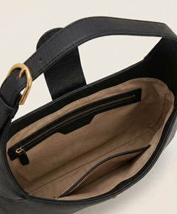 Bolso Hobo de Cuero Genuino Negro para Mujer, Correa Ajustable, Bolso de Hombro, Minimalista, Media Luna, Retro, Y2K, Bolso de Mano Diario con Cierre, Impermeable, a la Moda - Product Image 5