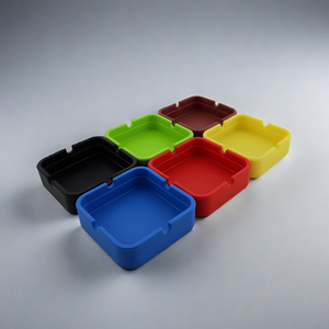 2025 Cenicero con logotipo personalizado Diseño de silicona cuadrado Bandeja rodante resistente a altas temperaturas en plástico, metal o material de madera - Product Image 5