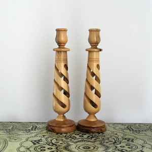 Ensemble de 2 bougeoirs décoratifs en bois d'acacia pour X Mas Day, logo personnalisé, porte-bougie en bois pour la maison, centres de table de mariage - Product Image 2