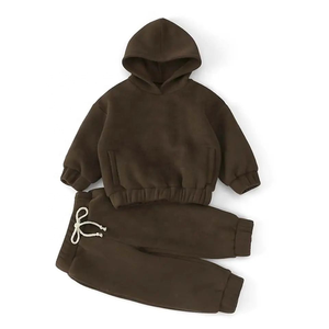 Conjunto de Sudadera con capucha y cremallera para niños de dos piezas con logotipo personalizado al por mayor de fábrica OEM ODM - Product Image 2