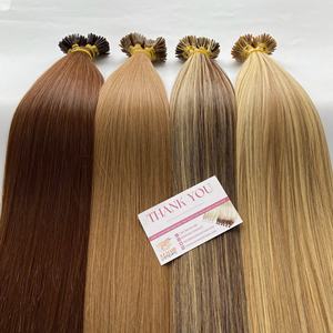 Venta al por mayor 100% vietnamita Remy humano I-Tip extensiones de cabello dibujado doble alta calidad colores de tendencia cruda 8 pulgadas paquete a granel - Product Image 4