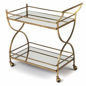 Antique Stainless Steel <b>Trolley</b> bar Cart for Home Catering Hotel Restaurant Kitchen Food <b>Serving</b> <b>Trolley</b> Wine & Glasses Holders - Product Image 1