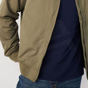 Best Selling <b>Men's</b> Custom Made Canvas <b>Bomber</b> <b>Jacket</b> Breathable with Long Sleeves and Stand Collar Fashionable for Winter - Product Image 5