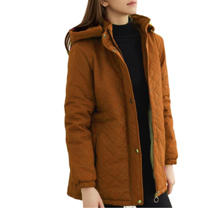 Button Pockets Zippers WOMEN Custom Logo Breathable <b>Jacket</b> Cotton Filling 100% Warm Fitted Down Stylish Removable Hood genuine - Product Image 1