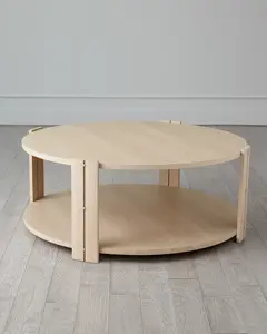 โต๊ะกาแฟทำจากไม้ทรงกลมสไตล์โมเดิร์นท็อปหินอ่อนสำหรับบ้านโรงแรมโรงพยาบาลงานฝีมือศิลปะทำจากไม้สไตล์อินเดียสำหรับห้องนั่งเล่นรับประทานอาหาร - Product Image 1