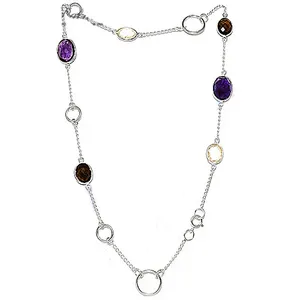 Collar de Moda con Cuentas y Piedras Preciosas de Plata 925 para Mujer - Product Image 2