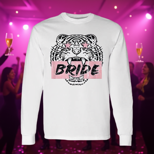 T-shirt rétro à manches longues pour mariée tigre, rose, pour enterrement de vie de jeune fille - Product Image 3