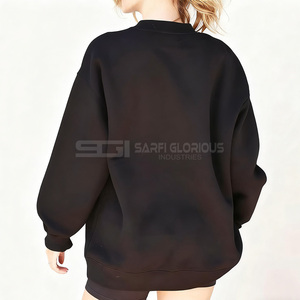 Sweat-shirt à capuche oversize en coton biologique tissé pour femme, décontracté, lourd, pour l'hiver, avec broderie sur le devant - Product Image 6