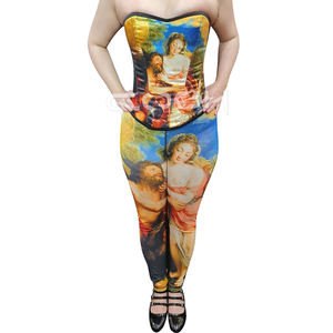 Vintage Renaissance Printed <b>Womens</b> <b>Sexy</b> Lace Up Corset <b>Top</b> and High Waist Leggings Streetwear Two Piece Set - Product Image 3