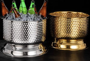 Enfriador de bebidas de acero inoxidable martillado de 22L, cubo de hielo grande para vino, cerveza, champán, vino para bodas, negocios KTV - Product Image 4