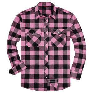 Classique hommes automne décontracté Tartan Plaid tricoté 100% coton Anti-rides à manches longues chaud flanelle chemise boutonnée - Product Image 6