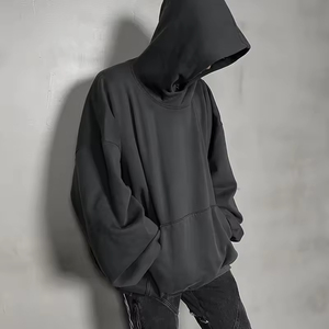 Sweat à capuche en coton double couche respirant pour homme, qualité supérieure, coupe oversize personnalisée, sans cordon, design court - Product Image 3