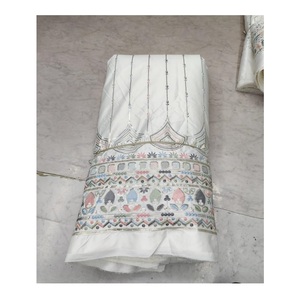 Tissu en satin de Malai de qualité supérieure, tricoté, brodé, en soie/coton, pour vêtements de mariage, textiles de maison, tenues de créateurs, poids moyen - Product Image 1