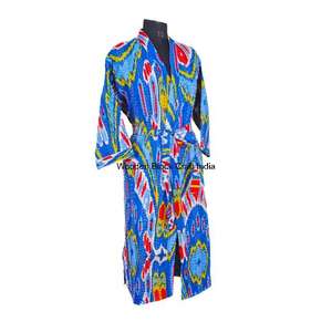 Veste kimono en coton indien fait main, imprimé floral, robe matelassée, vêtements longs d'été pour femmes - Product Image 6