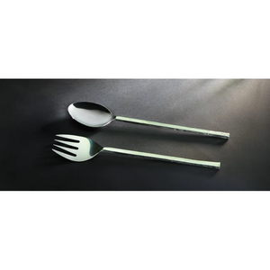 Ensemble de couverts en acier inoxydable avec manche plaqué or, pour hôtel, restaurant, maison, personnalisable, fourchette et cuillère à salade, serveur - Product Image 6