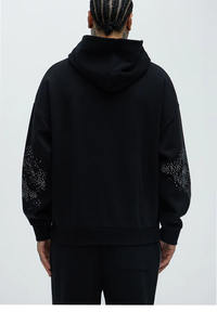 Custom Printed Autumn 100% Cotton <b>Fleece</b> Drop Shoulder Hoodies & <b>Sweatshirt</b>-Unisex Heavyweight Oversized Rhinestone Design - Product Image 3