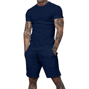 2025 été mode Streetwear 100% coton hommes T-shirt et Shorts ensembles unisexe, Logo personnalisé Shorts et T-shirt ensemble hommes - Product Image 1
