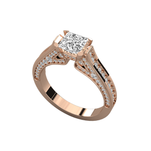 Bague de fiançailles solitaire en or jaune/rose/blanc 10K avec diamant de laboratoire rond/princesse pour femme, diamants remplis certifiés IGI - Product Image 5