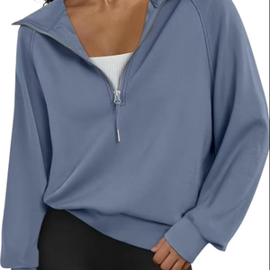 Sweat-shirts à demi-zip unisexes en coton polyester vintage de style streetwear avec logo personnalisé pour femmes, fabricant de vêtements - Product Image 1