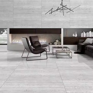 Travertino Grey 600x1200 Baldosas de porcelana pulida Baldosas de cerámica con aspecto de mármol de losa grande para uso interior y comercial - Product Image 1