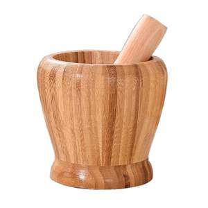 Juego de mortero de madera para el hogar, utensilios de cocina, mortero y Maja de madera natural más exigentes, forma redonda, calidad superior - Product Image 2