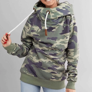 Mujer invierno otoño Casual verde Camo personalizable pulóver Sudadera con capucha Streetwear transpirable algodón polar cuello con capucha - Product Image 1