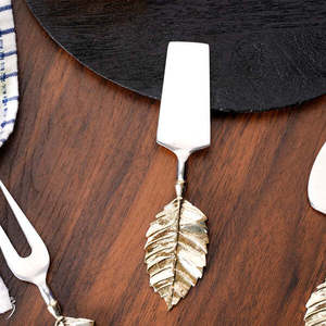 Decorative Design Butter Knife and <b>Cheese</b> Knife <b>Set</b> With Golden Colored Brass Leaves Handle Shaped <b>Cheese</b> <b>Set</b> - Product Image 5