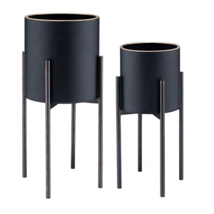 High Quality Performance Top Selling Antique Black Matt Powder Coated Finishing Metal Iron <b>Large</b> Round Shape Planters Pots - Product Image 1