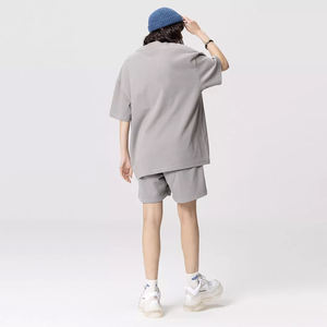 Conjunto de pantalones cortos pesados de 2 piezas Vintage personalizado para mujer, chándales de verano transpirables con hombros caídos, venta al por mayor - Product Image 2