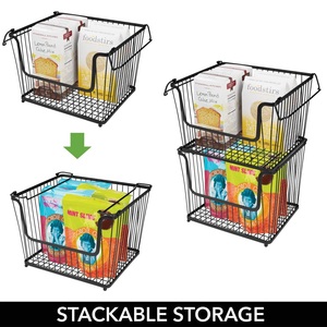Cesta de almacenamiento de comestibles de hierro con recubrimiento de polvo gris para el hogar, Hotel, restaurante, cesta de almacenamiento de Metal de alambre de hierro de lujo a granel - Product Image 6