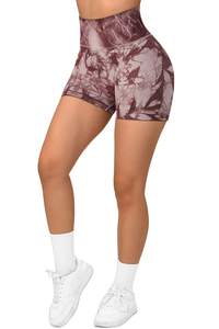 Pantalones cortos de Yoga sin costuras de cintura alta para mujer, mallas de entrenamiento con patrón sólido, Spandex reciclado/nailon, ropa deportiva para gimnasio - Product Image 6