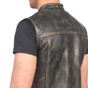 Chaleco de Cuero 100% de Primera Calidad para Hombre, Estilo Occidental con Decoración de Botones, para Motociclismo en Invierno, Venta al Por Mayor, Nuevo Estilo - Product Image 4