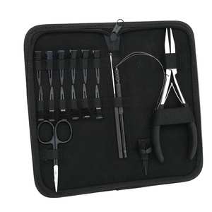 Kit de Extensiones de Cabello con Microperlas, Pinzas Planas para Crimpar, Gancho para Tirar de Lazos, Enhebrador, Mini Tijeras de Peluquería, Pinzas para Peinar - Product Image 6